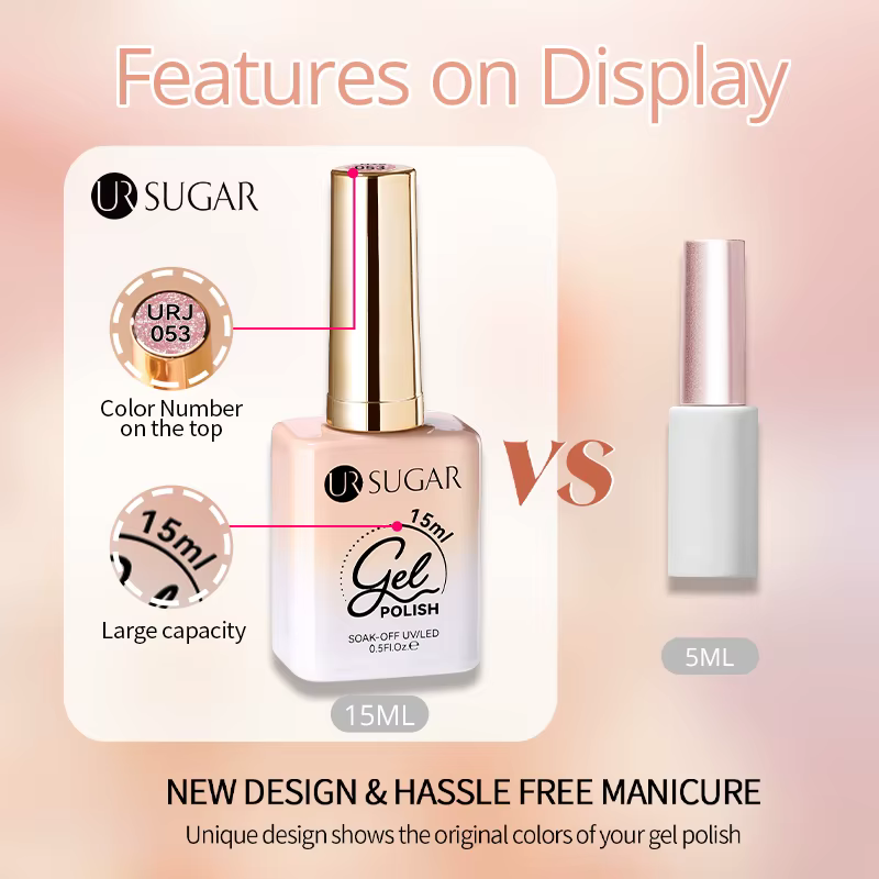 UR SUGAR 15ml gelée nue Gel vernis à ongles rose clair translucide couleur tremper UV LED Gel vernis