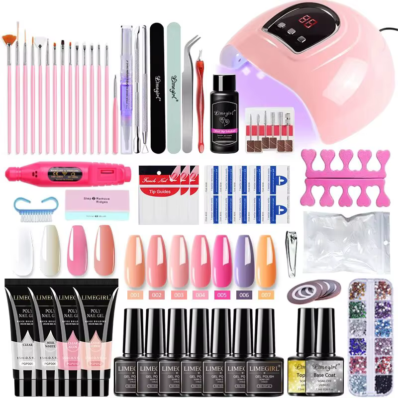Kit de Verhéritage à Ongles Gel Acrylique N64.Set avec Lampe UV LED, Sèche-Ongles, Perceuse à Ongles