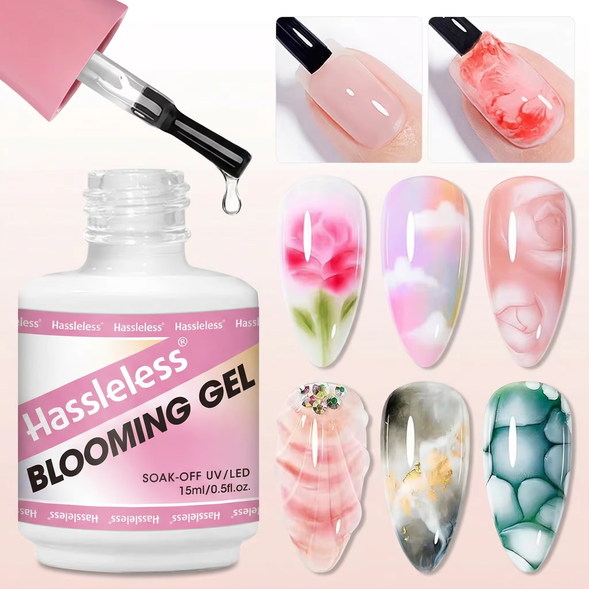 Ce gel pour ongles de 15 ml est un gel fonctionnel à effet blooming qui rehausse l'art et la beauté 