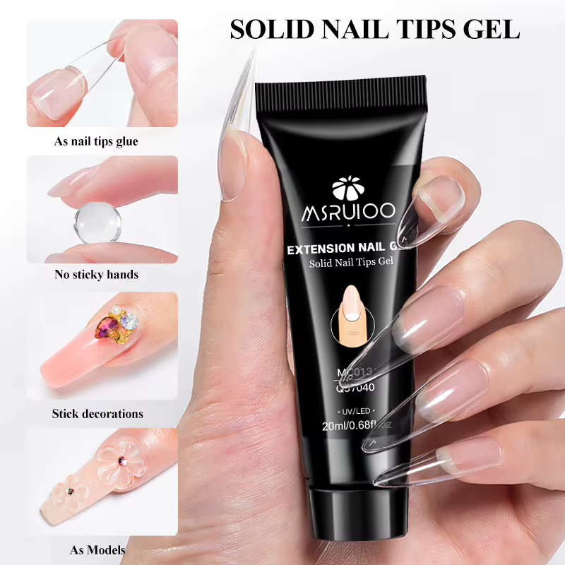 Colle solide pour ongles 20 ml, gel pour faux ongles à presser, gel acrylique pour extension d'ongle