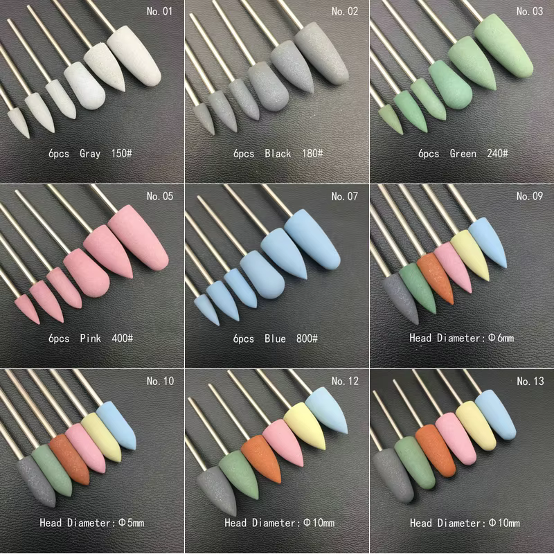 Foret à ongles en caoutchouc et silicone, fraise pour manucure, polisseuse Flexible, lime à ongles é