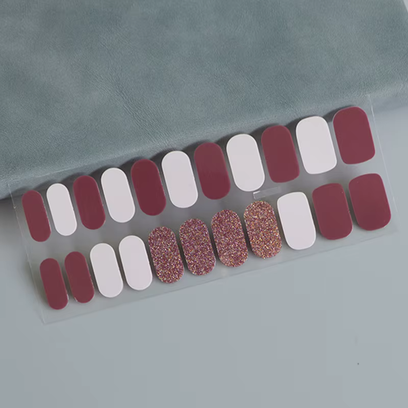 Film de Gel pour vernis à ongles à paillettes Flash à 22 doigts, autocollant imperméable et durable 