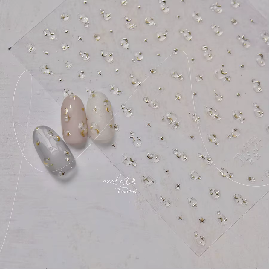 Autocollants décoratifs pour ongles, adhésifs ronds en MSI or et argent, cristal glacé, étoile, amou