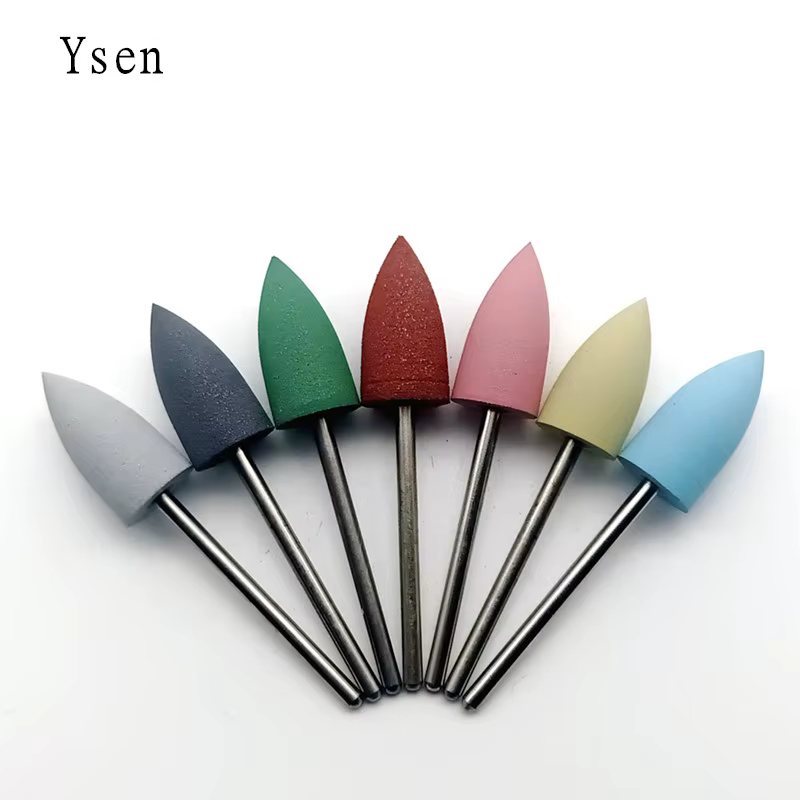Tête Cuspidal 7 couleurs, tampon à ongles en caoutchouc et carbure de silicium, Machine de manucure