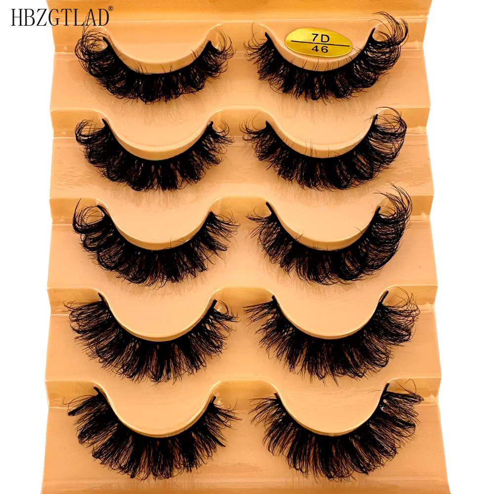 Nouveau 5 paires classique hybride Volume cils nouveauté vaporeux D Curl court russe bande cils maqu