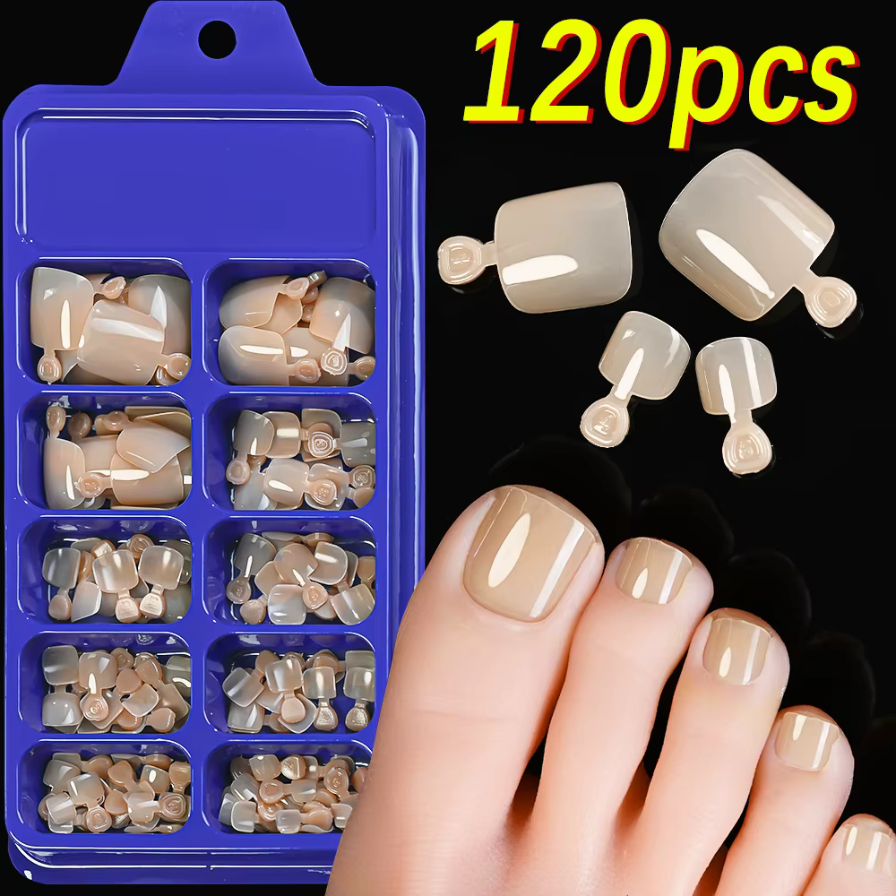 120 pièces nu rose court carré presse sur les ongles naturel-couleur unie Gel doux faux ongles 12 ta