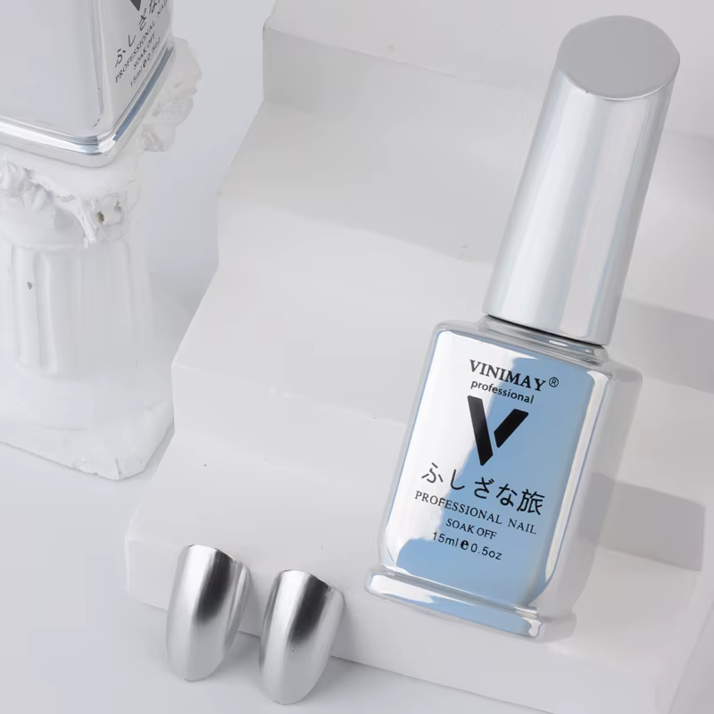 VINtenstein-Verhéritage à ongles en gel UV, effet miroir métallisé argenté, à tremper, pour nail art