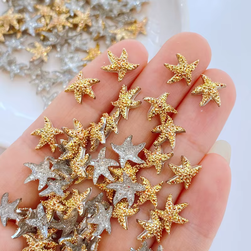 100 pièces/sac Kawaii Mini étoiles colorées 3D mignon Nail Art décorations Macaron ongles breloques