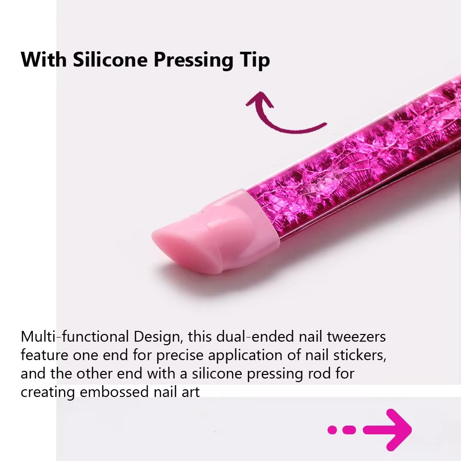 Pincettes à ongles en Silicone à Double extrémité avec tête de pressage, autocollants, pince de rama