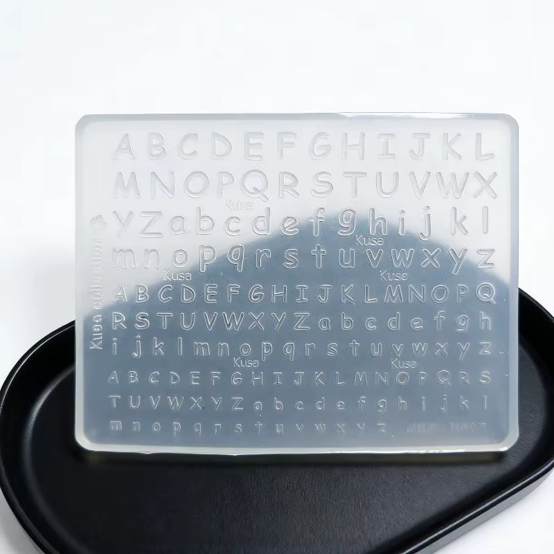 Moule à ongles en silicone transparent, design créatif DIY, motif alphabet, outil artistique polyval