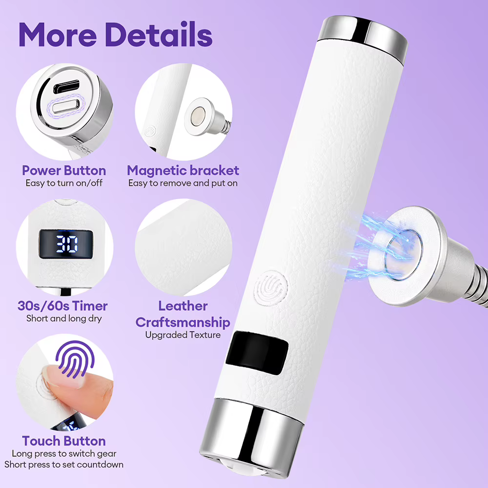 Sèche-ongles Portable UV, lampe à ongles en Gel Rechargeable avec tuyau Flexible, lumière de thérapi