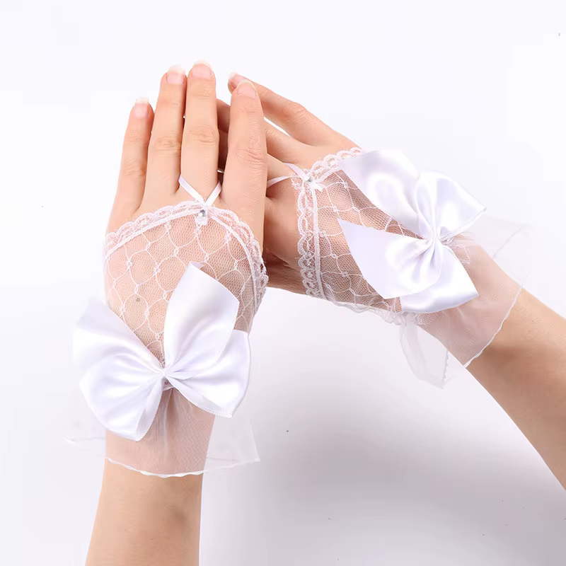 Accessoires pour ongles, photographie, maille en dentelle, gants à nœud creux, manches courtes noire