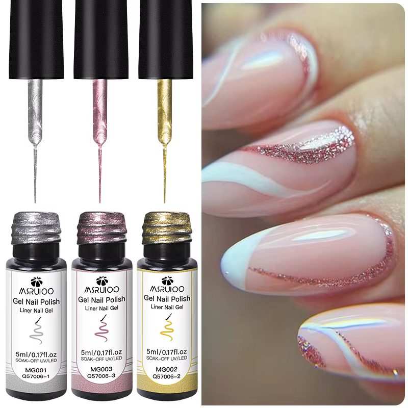 Ensemble de vernis à ongles Gel à paillettes, 3 pièces, argent, or, bricolage, Nail Art, Kit de pein