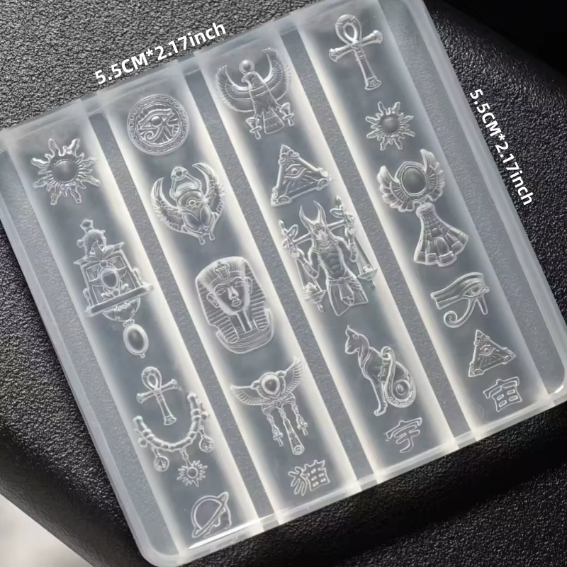 Moule en silicone transparent pour nail art, style rétro égyptien, bijoux exotiques byzantins, relie
