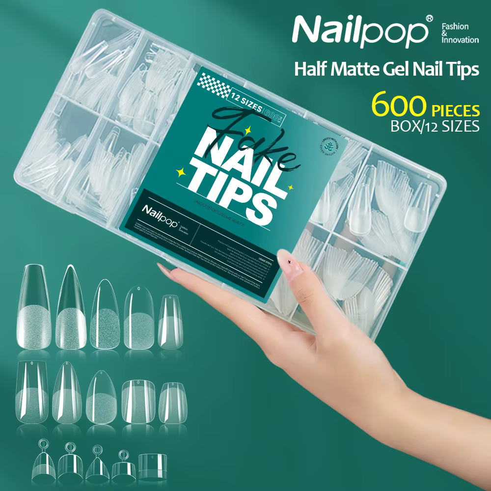 NAILPOP – faux ongles en Gel souple, 600 pièces, couverture complète, cercueil, amande, forme ovale,