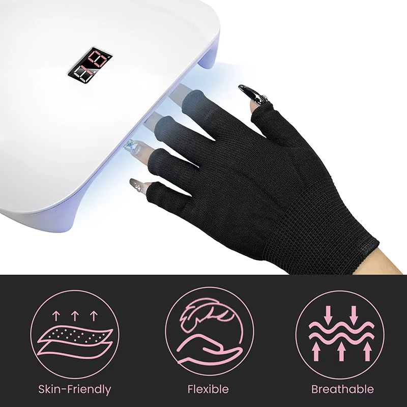 Gants fins anti-UV noirs pour ongles, bouclier de gel UV, outils d'art d'ongle de manucure sans doig