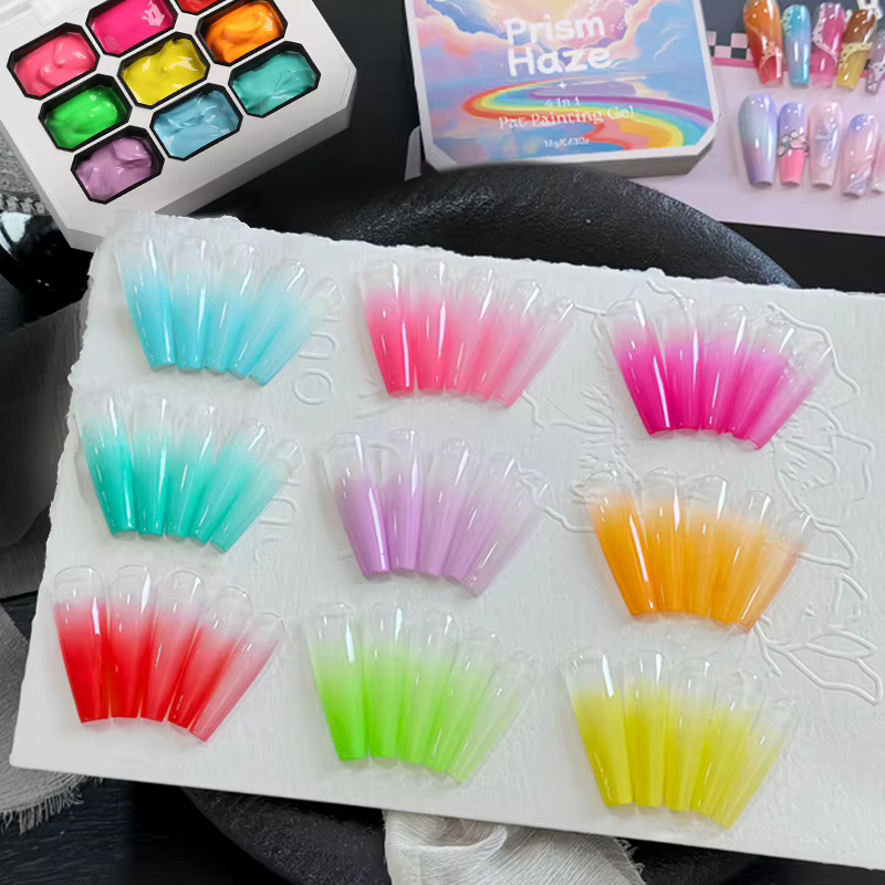 UR SUGAR Gel de Peinture Dégradé 9 Couleurs pour Nail Art, Gel de Stamping et de Patterning DIY pour