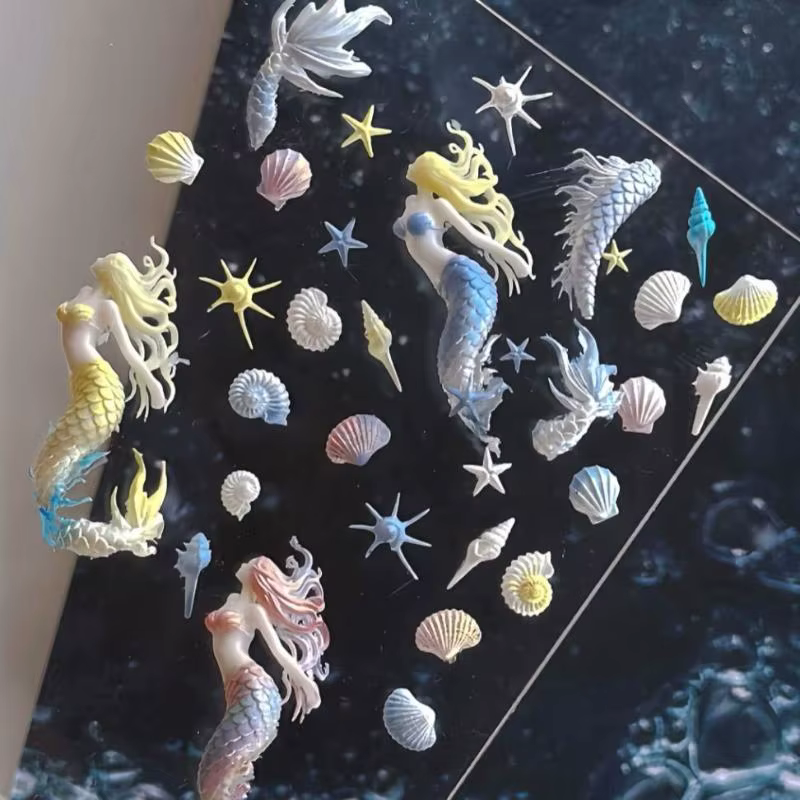 Modèles de sirène d'océan en Silicone souple 3D, boutons Koi de poisson rouge sculptés, moule d'art 