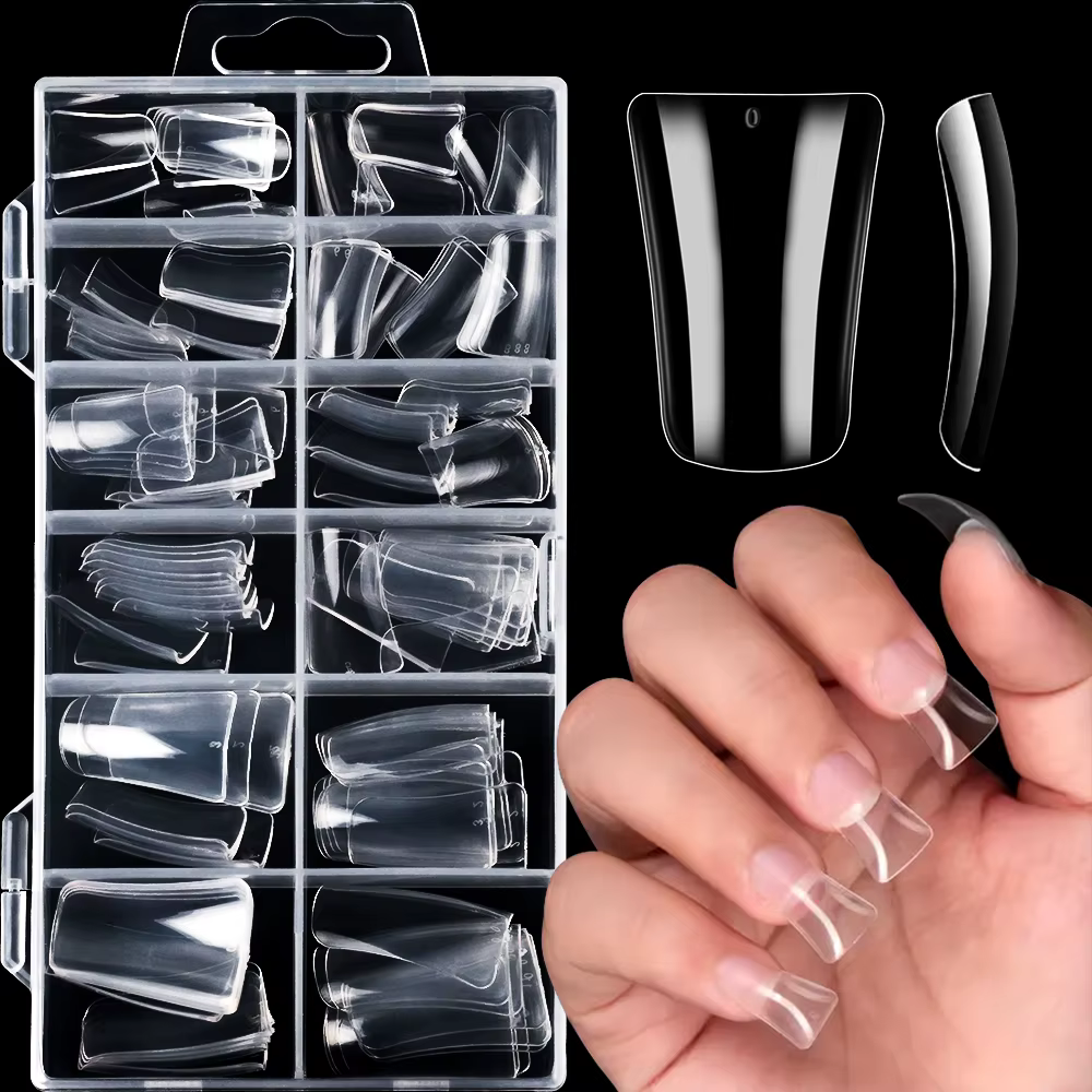 120 pièces Transparent large canard Fasle ongles conseils longueur moyenne canard pieds presse sur o