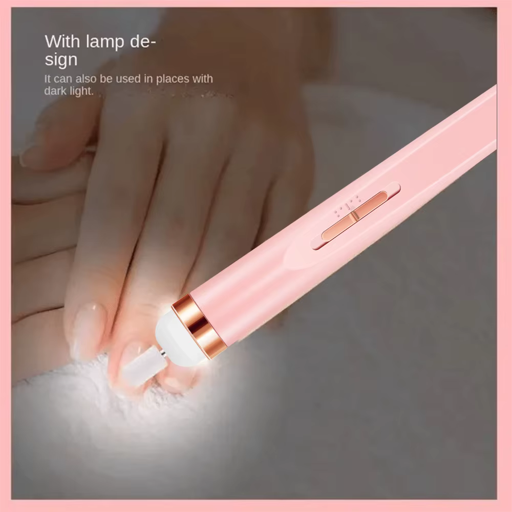YIKOOLIN-Ensemble de limes à ongles portables, lumière LED réglable, 4 vitesses avec 12 mèches de fo