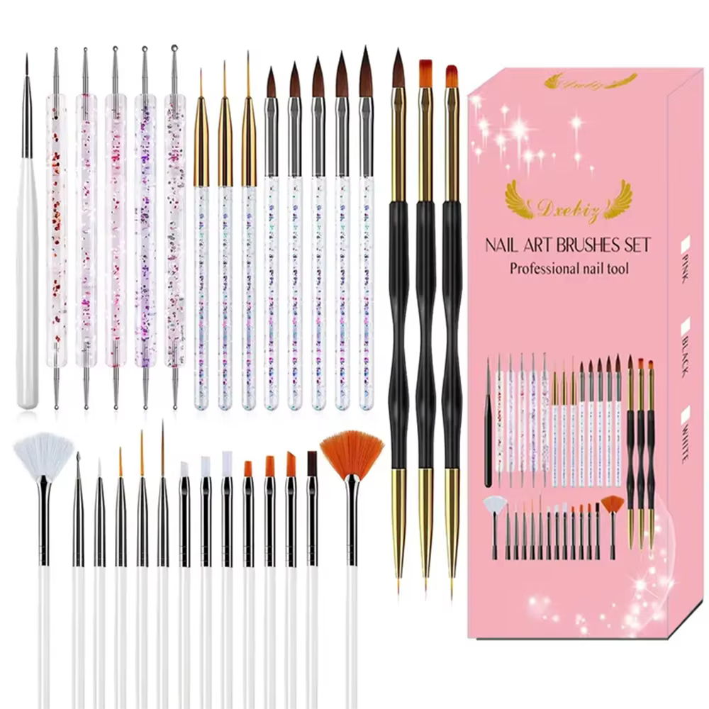 Kit de pinceaux pour nail art, pour la peinture sur ongles, la sculpture florale, la pose de pierres