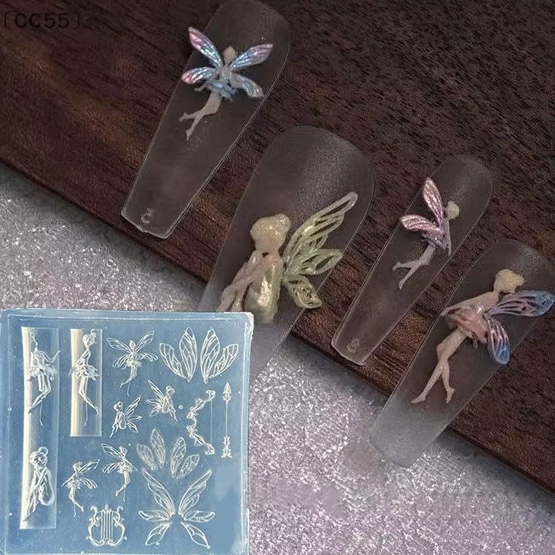 、1CC55 Raga3D Moule à ongles en silicone pour fruits Pétales de fleurs douces Modèles d'ongles féeri