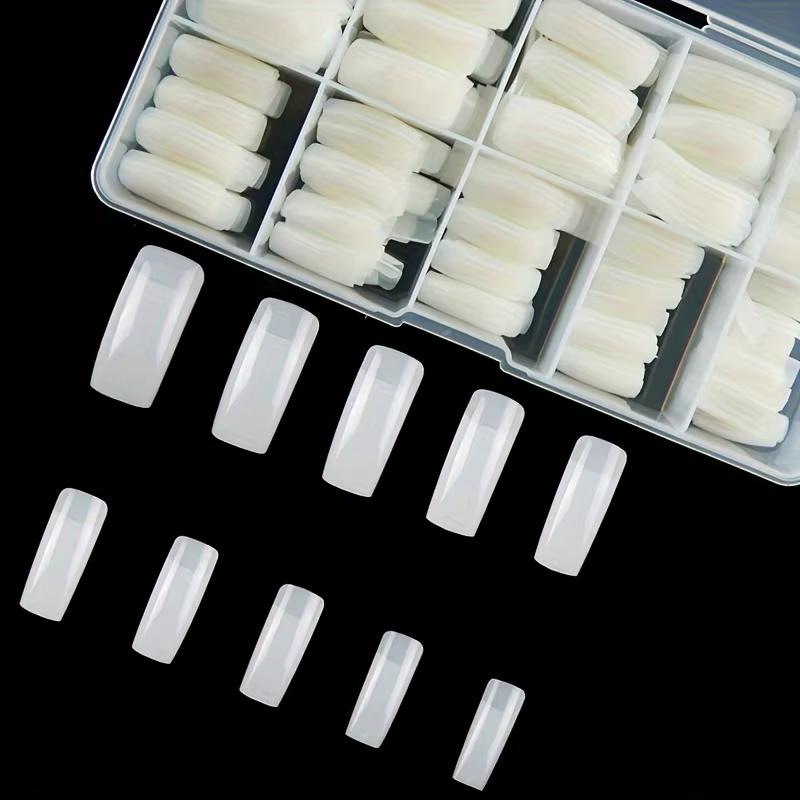 500 Pièces de Patchs à Ongles Transparents et de Couleur Naturelle, Demi-Ensemble de Patchs Carrés P