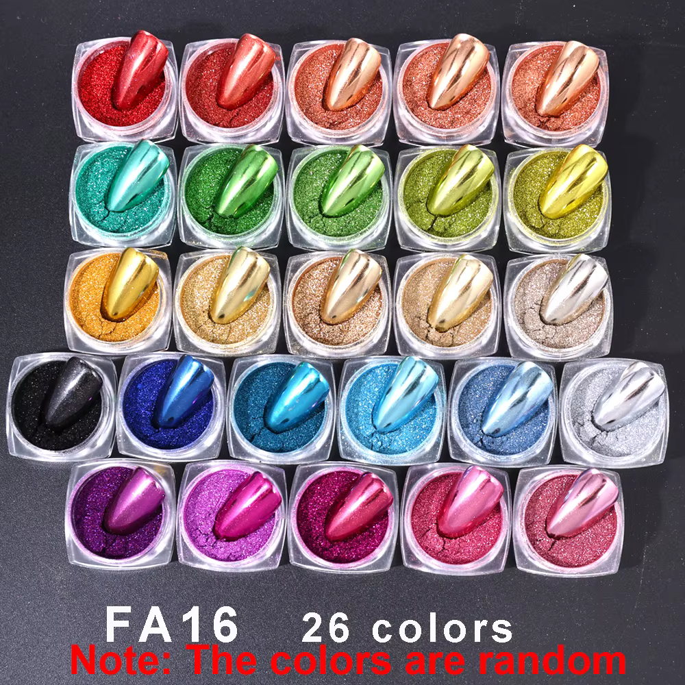 Poudre chromée pour ongles, 24/26/45 couleurs, or, argent, effet miroir métallique, matériau hologra