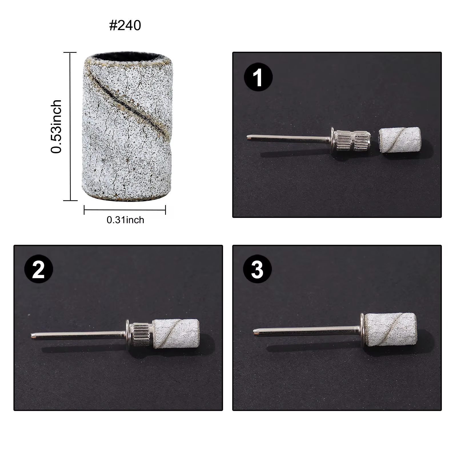 80 # 150 # 240 # Zèbre bandes de ponçage Machine forets à ongles soins des pieds polissage manucur