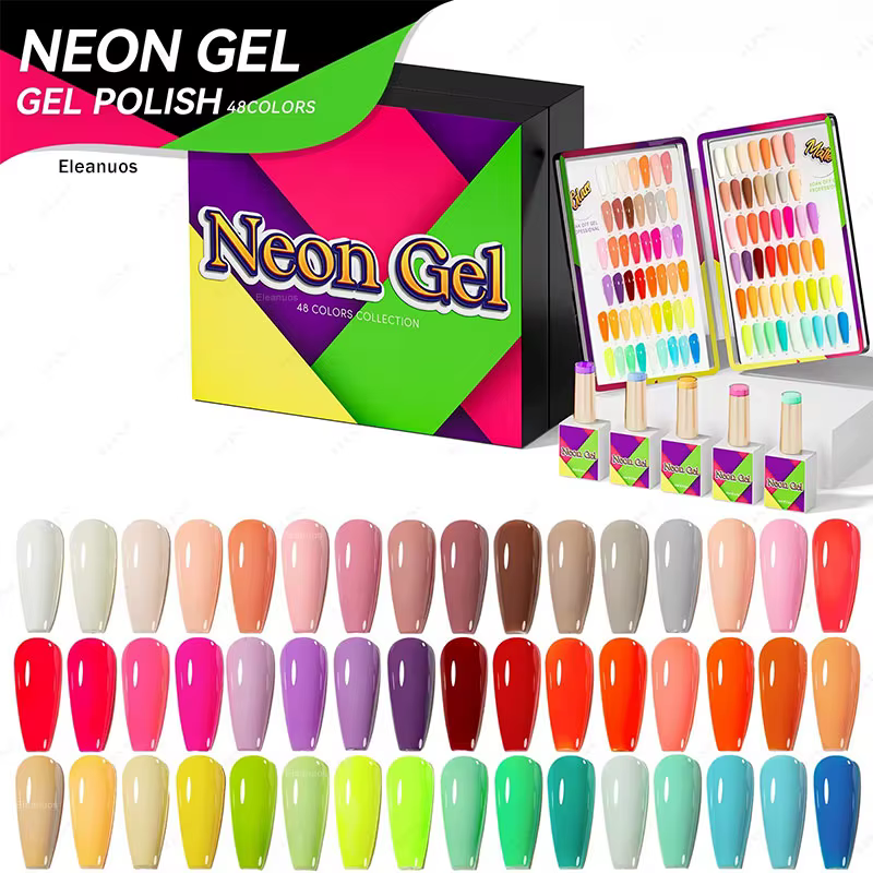 Eleanos Neon Macaron 48 couleurs ensemble de vernis à ongles Fluorescent avec livre d'affichage coul
