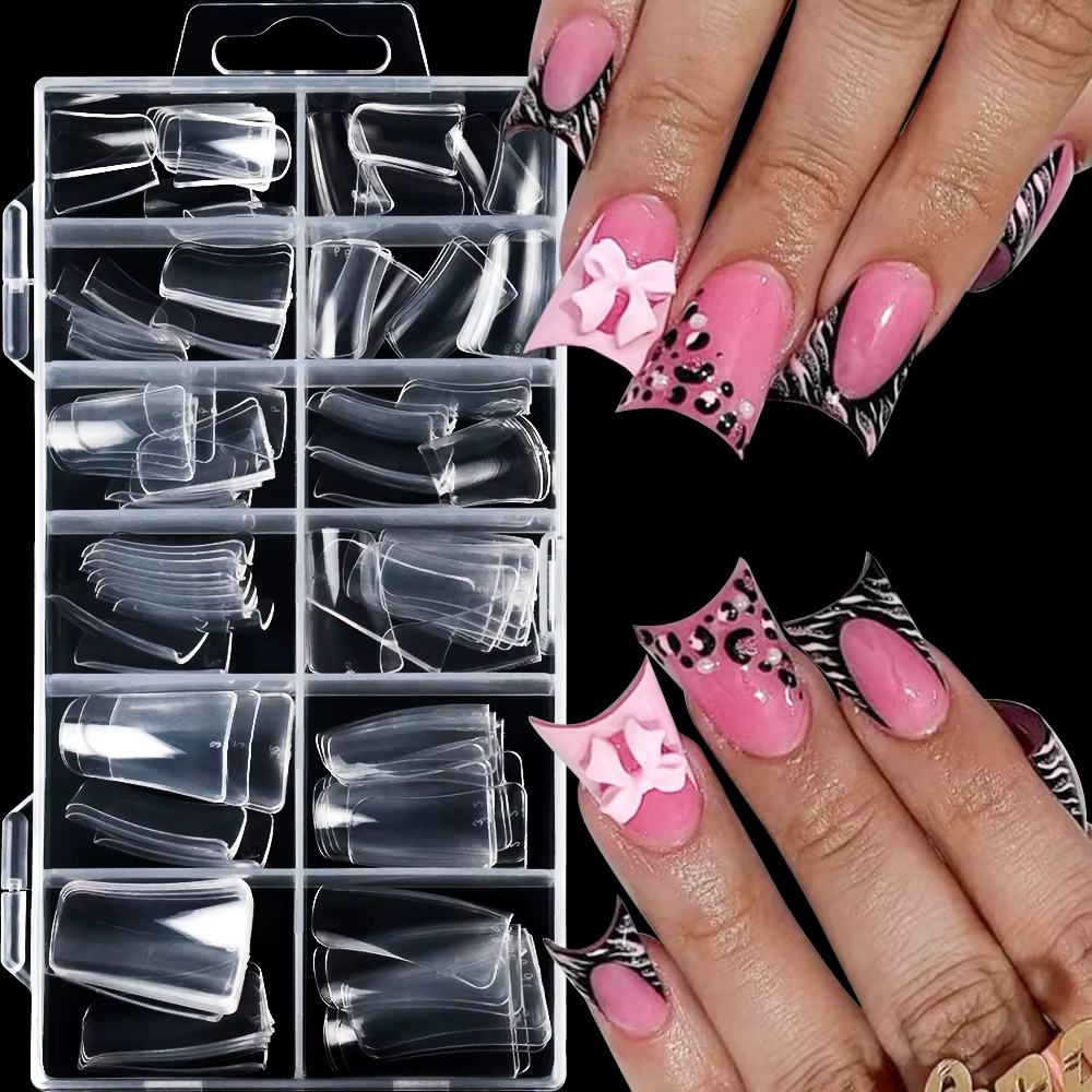 120 pièces Transparent large canard Fasle ongles conseils longueur moyenne canard pieds presse sur o