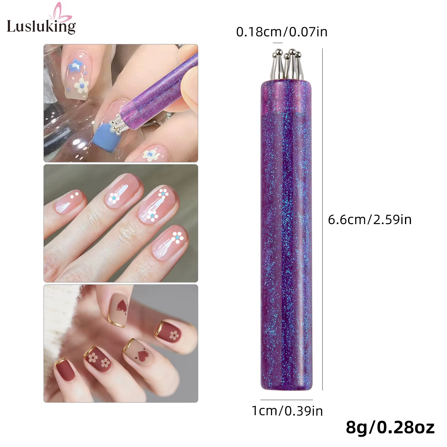 Outil de pointage de 5 pétales pour Nail Art, créateur de fleurs, pointe Fine de 1.8mm, collecteur d