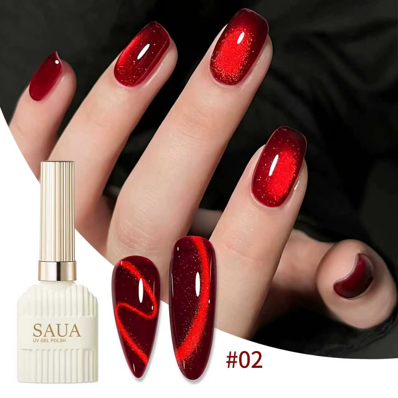 Gel magnétique pour ongles effet œil de chat rouge rubis super brillant 15 ml, gel magnétique pour o