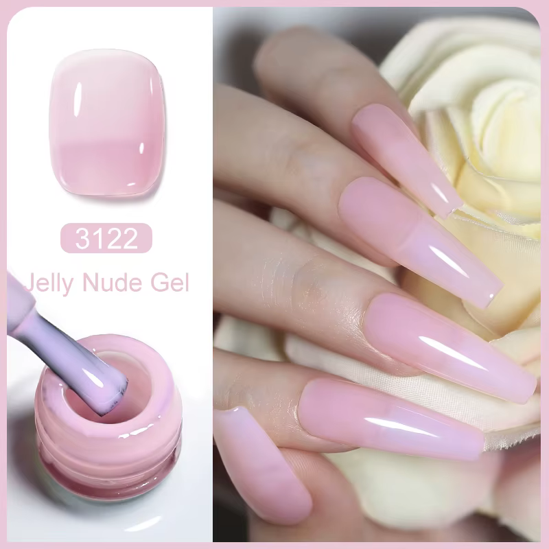 Clou Beaute Transparent français Gel vernis translucide nu rose rouge gelée verre blanc laiteux vern