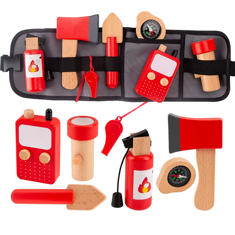 Outil de Simulation en bois pour enfants, ensemble de sacs de taille de pompier, jeu de rôle, jouets