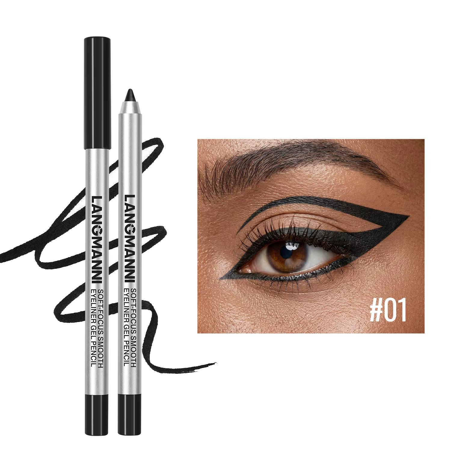 Crayon Gel Eyeliner Nacré Imperméable Longue Tenue Lisse Pailleté Noir Maquillage pour Eyeliner Supé