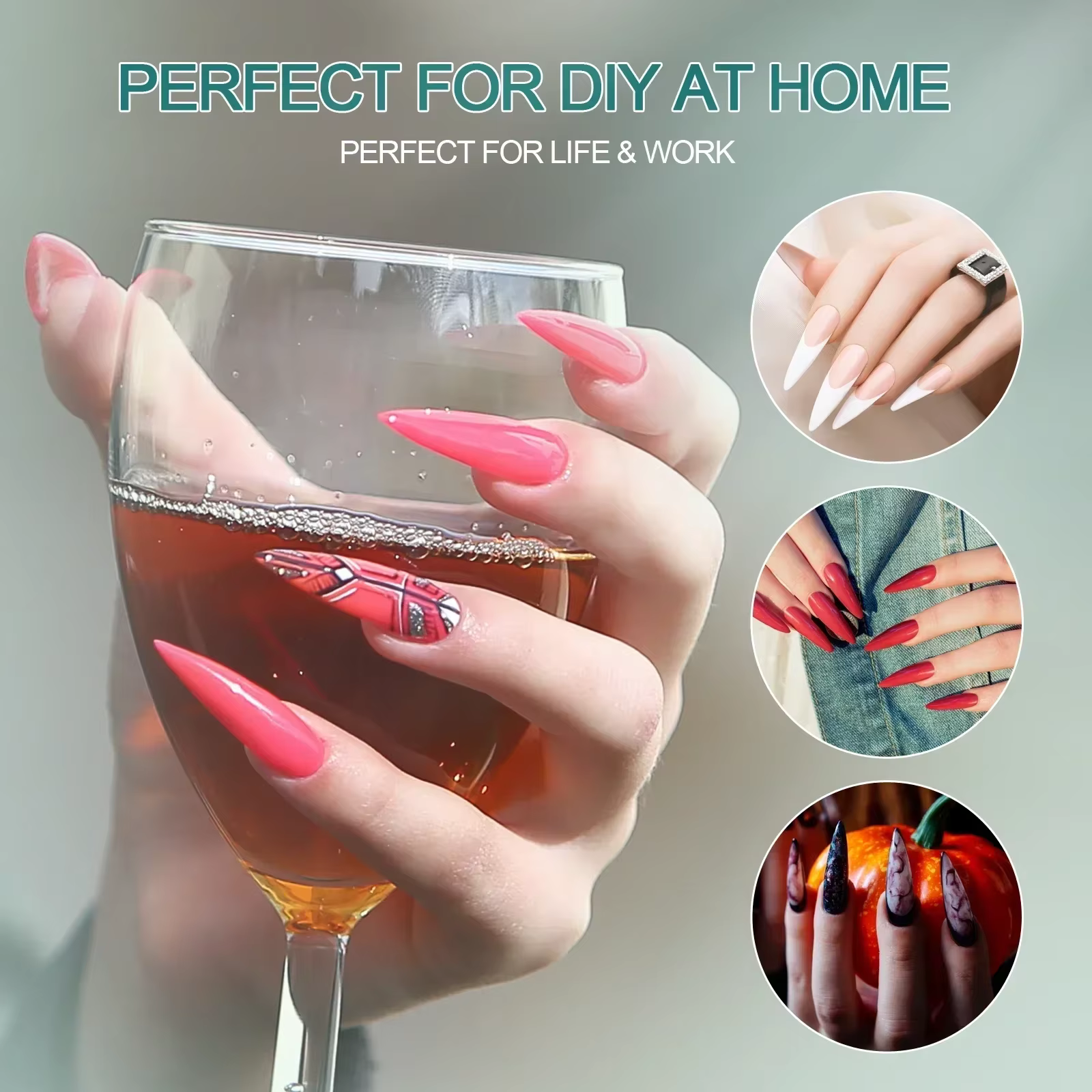 Nailpop 120 pièces ongles acryliques fausse Capsule courte cercueil d'amande carré Extension d'ongle