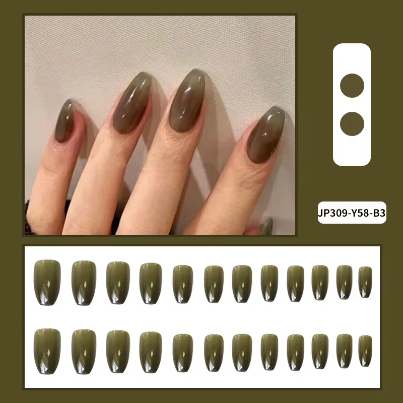 Faux ongles adhésifs français faits à la main pour fille aux épices, simple, couverture complète, pr