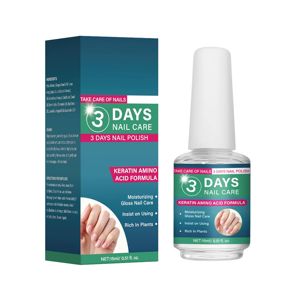 Huile de soin des ongles 3 jours, formule kératine et acides aminés, séchage rapide, brillance salon