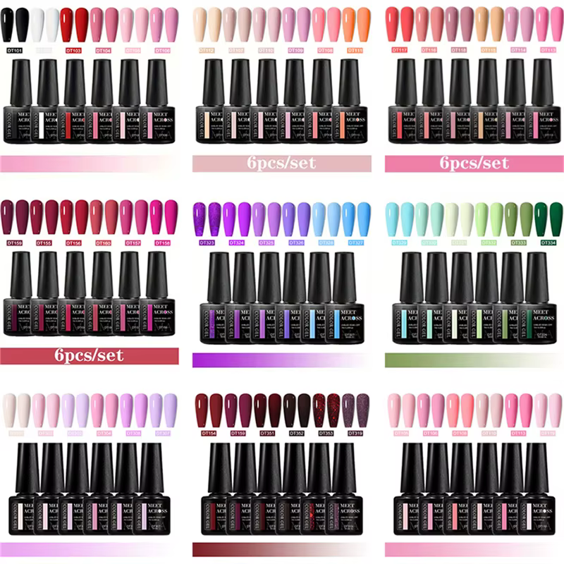 6 pièces Gel vernis à ongles ensemble HEMA gratuit 7ml Semi Permanent tremper UV Gel vernis Nail Art