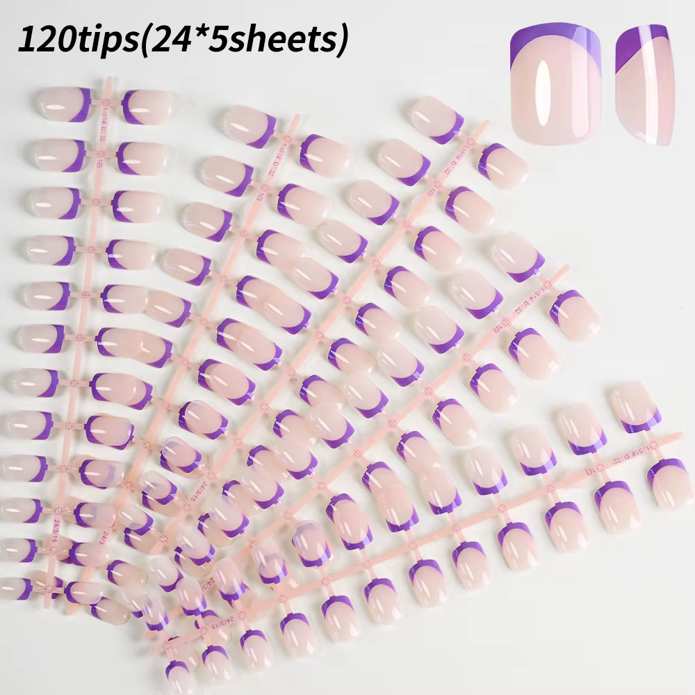 120/240 pièces français court carré faux ongles 12 tailles couverture complète presse sur ongles bri