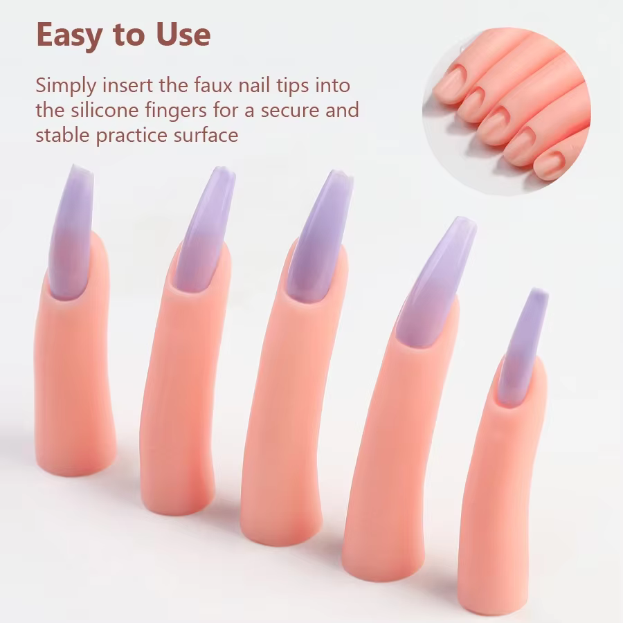 Ensemble de pratique de Nail Art en Silicone, 5 pièces, pointes de doigts pour l'entraînement à l'ex