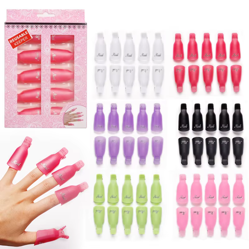 Clips pour dissolvant de vernis à ongles en gel UV acrylique, enveloppes de capuchon, outil de manuc