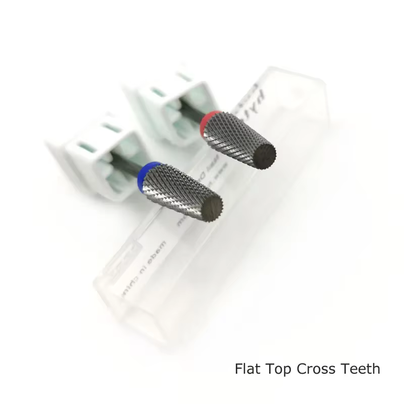 HYTOOS plat conique dents croisées foret 3/32 forets à ongles en carbure enlever Gel manucure Cutter