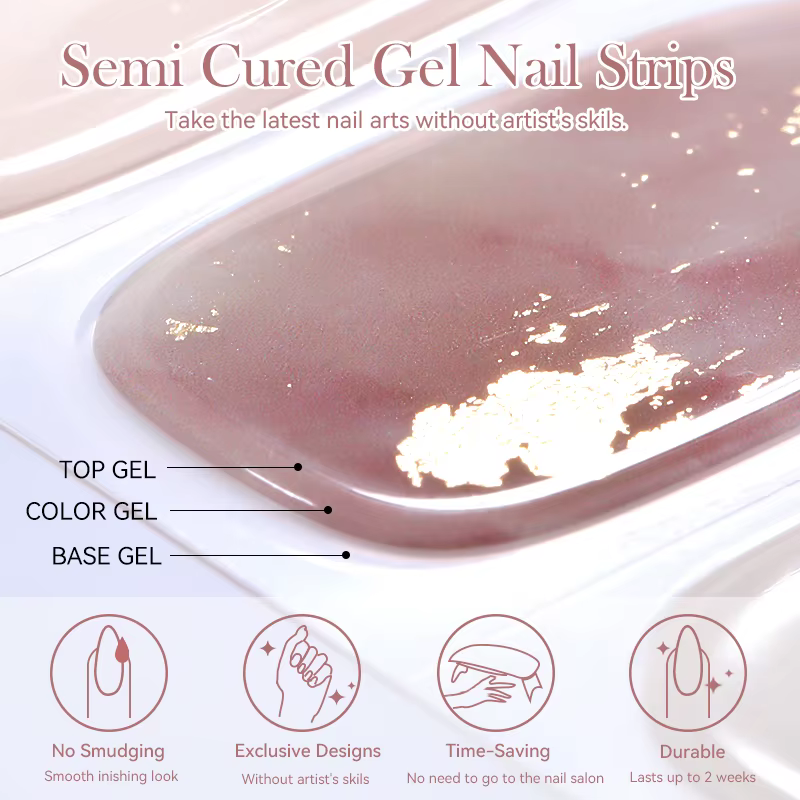 Enveloppes pour ongles semi-durcies, 16/20 pointes, adhésif de couleur unie, imperméable, Gel longue