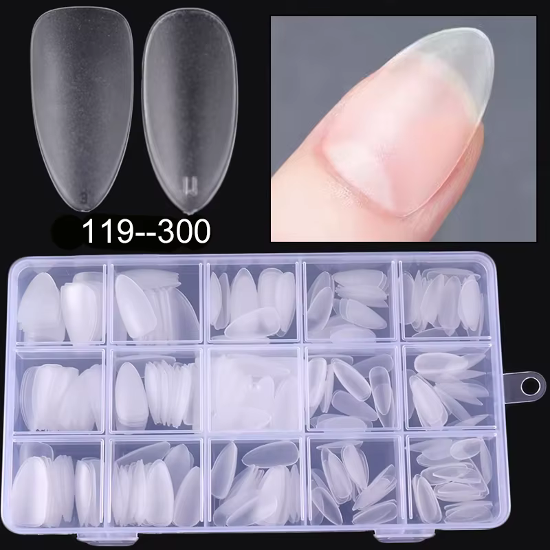 300 pièces Nail Art presse sur faux ongles mat clair couverture complète cercueil carré amande court