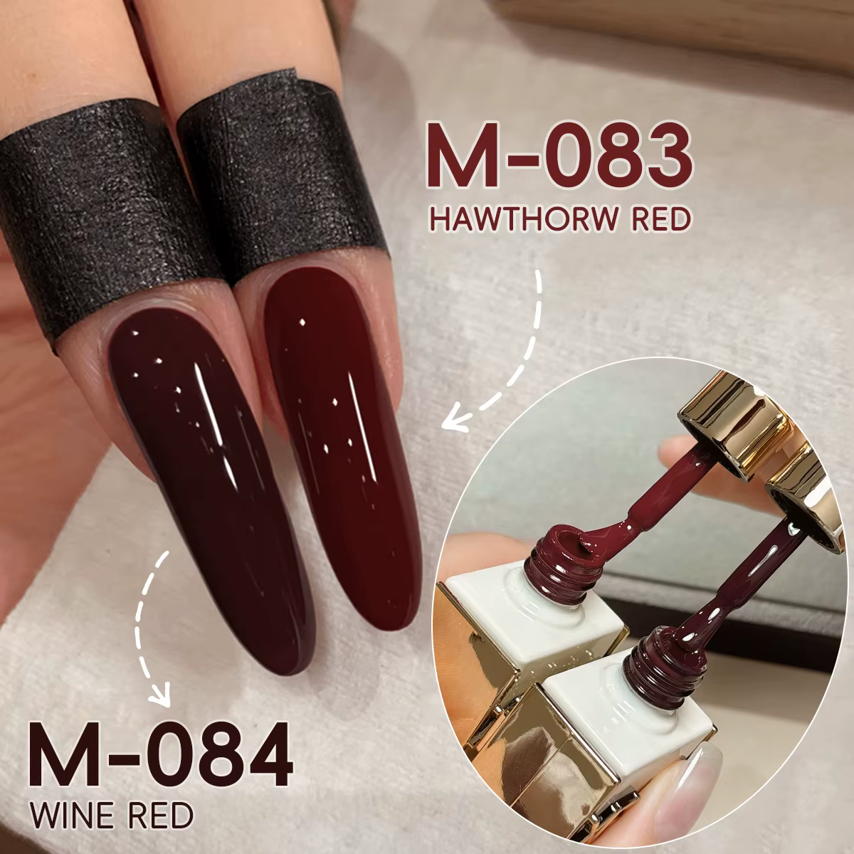 Vernis à ongles Gel rouge vin et rouge aubépine, trempage UV/LED, formaldéhyde, gratuit pour bricola