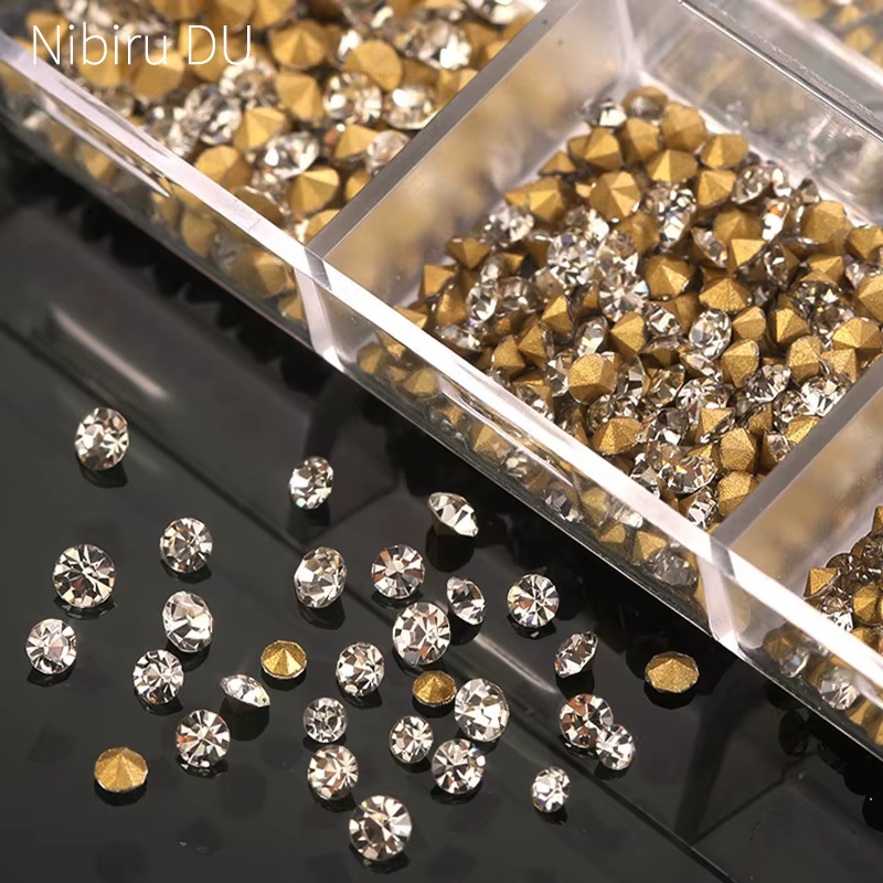 Strass en cristal pour Nail Art, 1000 pièces, verre Super brillant, fond pointu, paillettes, diamant