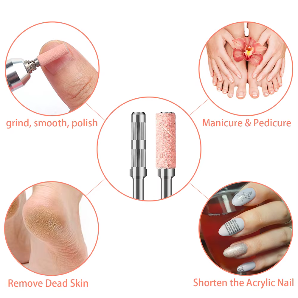 Mèche de mandrin de 3mm pour ongles, bandes de ponçage en acier inoxydable pour manucure, porte-anne