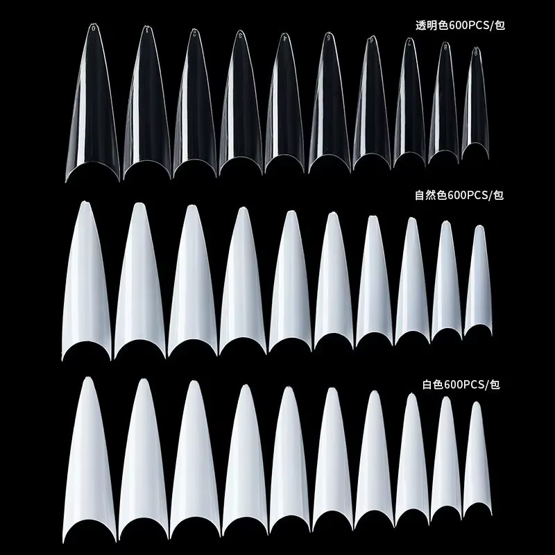 600 pièces/sac Transparent Nature presse sur ongles conseils Stiletto faux ongles acrylique couvertu